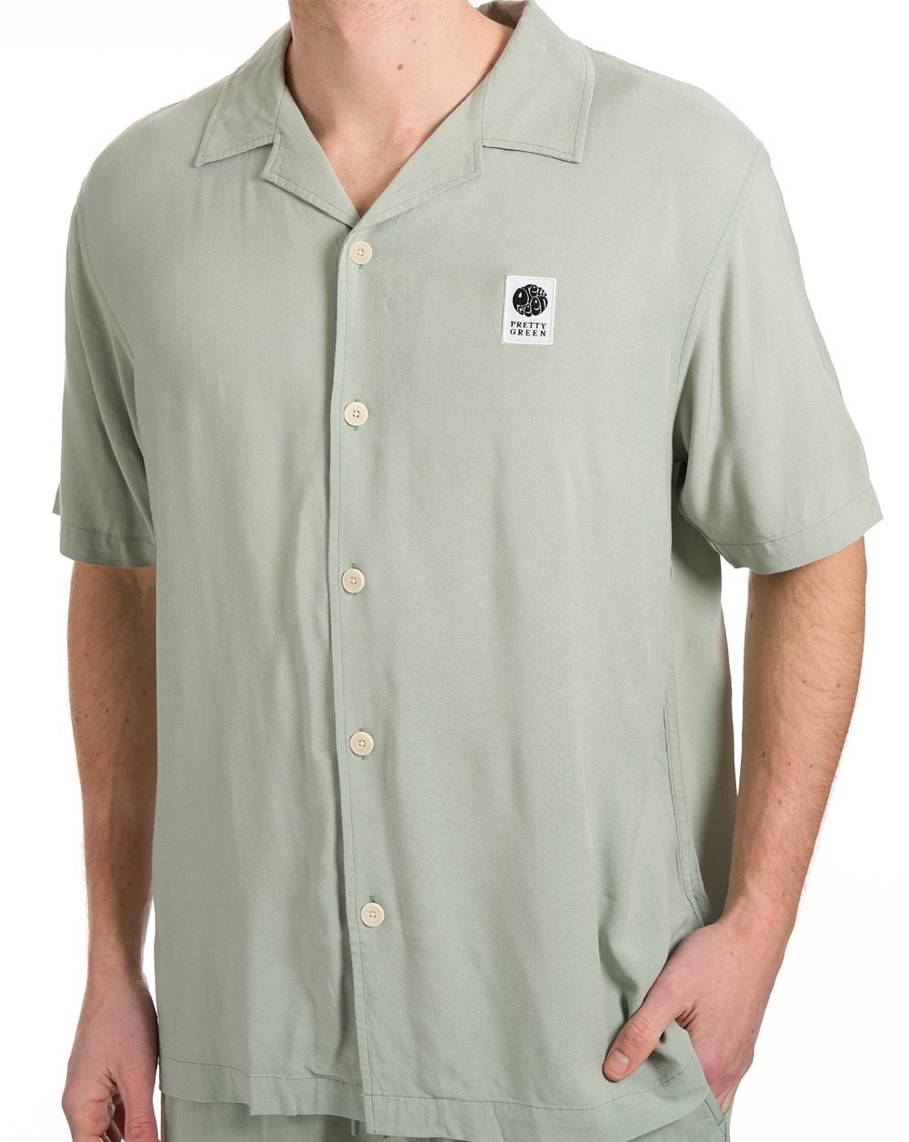 Pretty Green Islington Cuban Collar SS Shirt Light Green