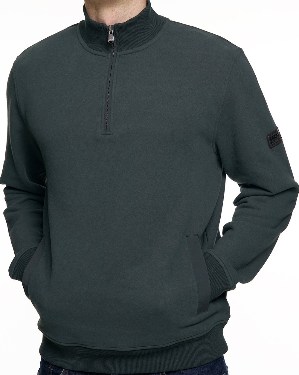 Barbour International Ehan Half Zip Sweatshirt Forest Green