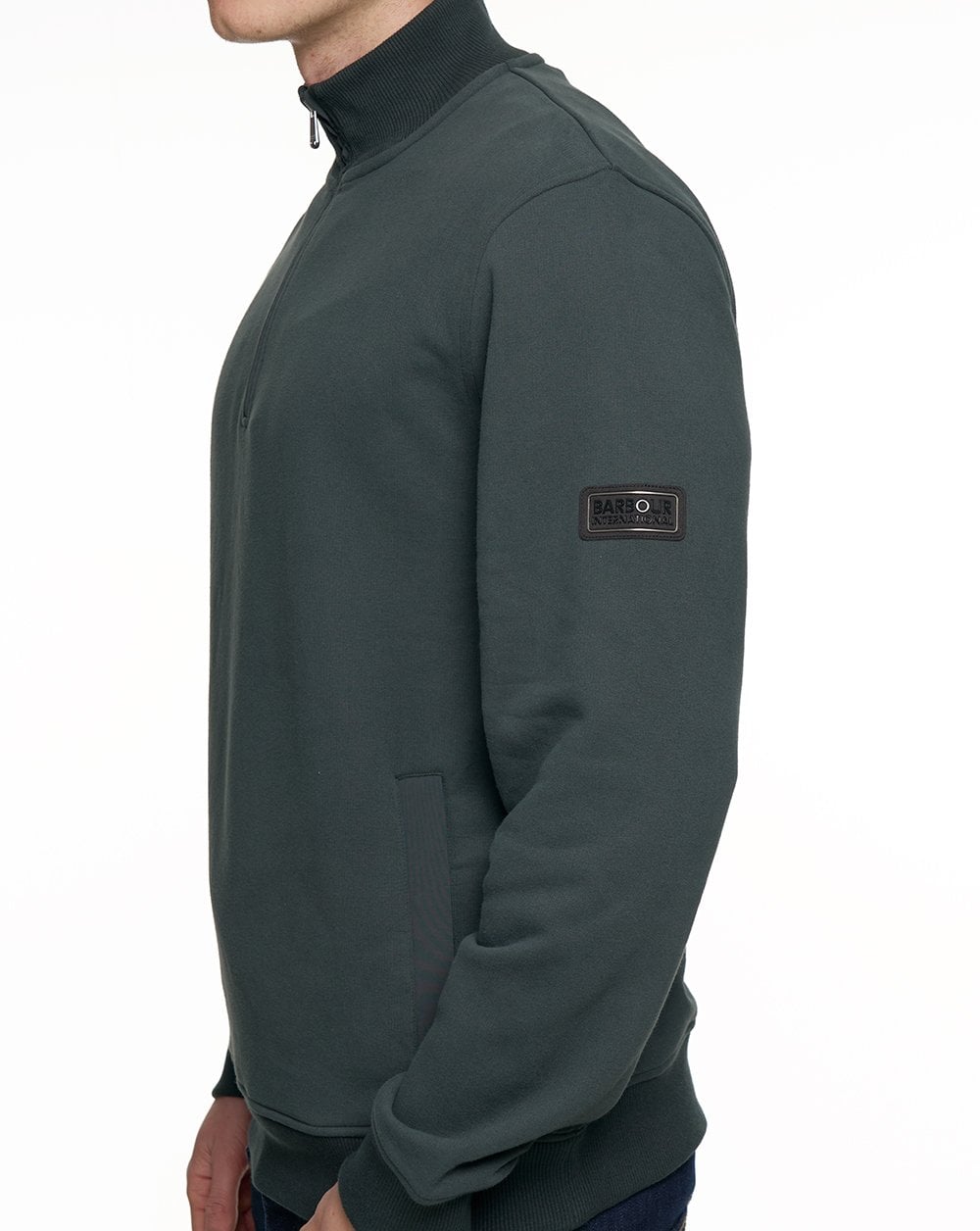 Barbour International Ehan Half Zip Sweatshirt Forest Green