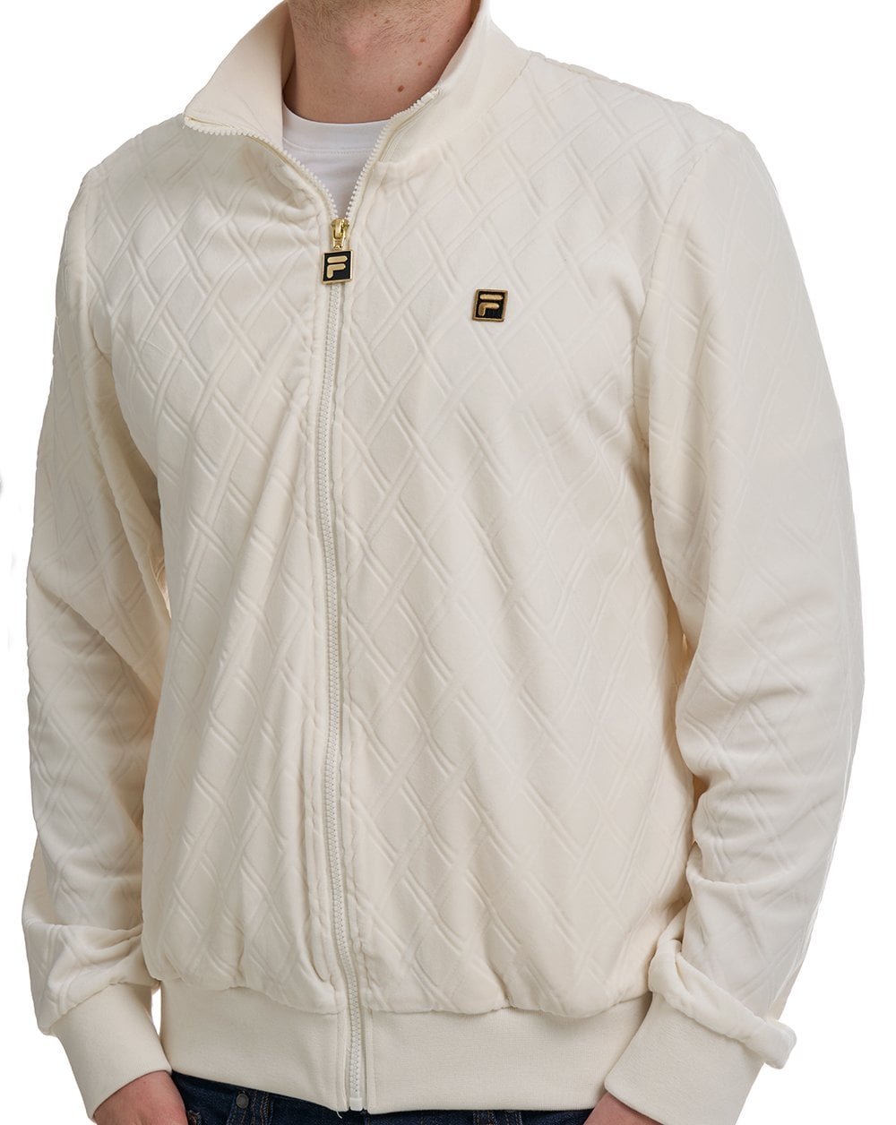 Fila Gold Diamond Velour Track Jacket Off White