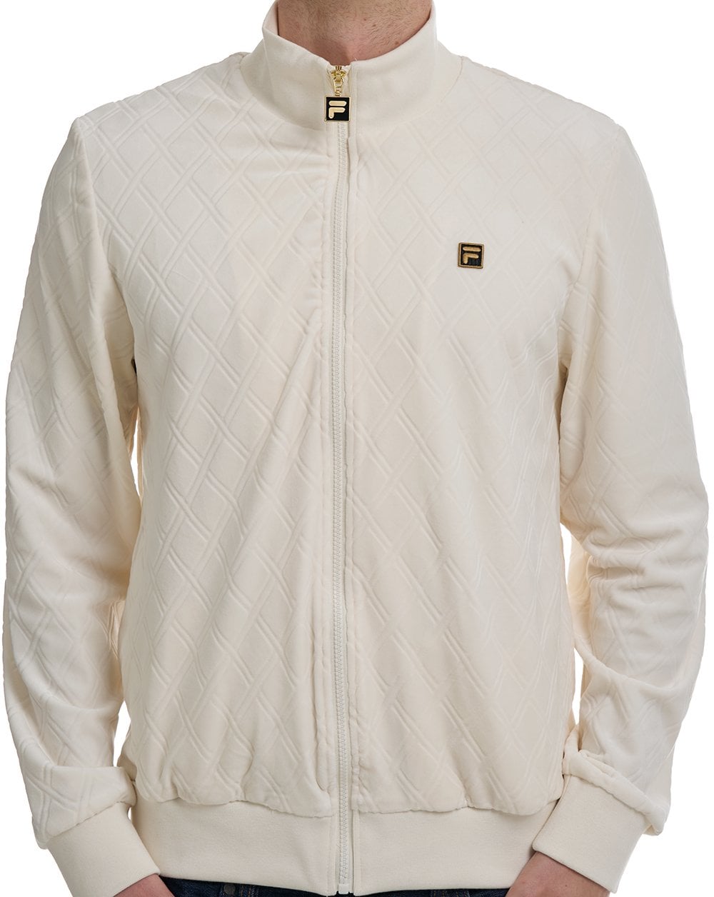Fila Gold Diamond Velour Track Jacket Off White