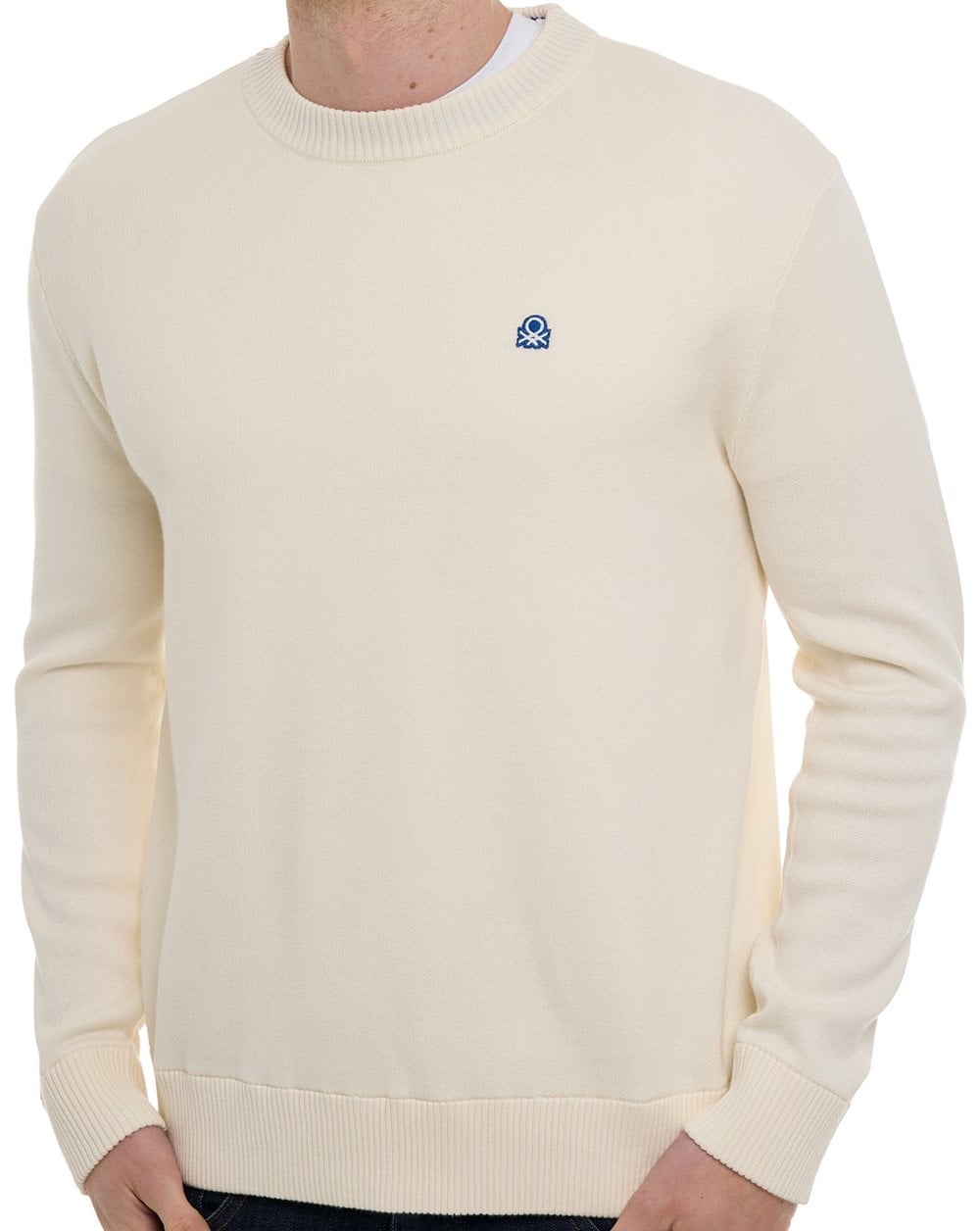 Benetton Crew Knit Jumper Cream