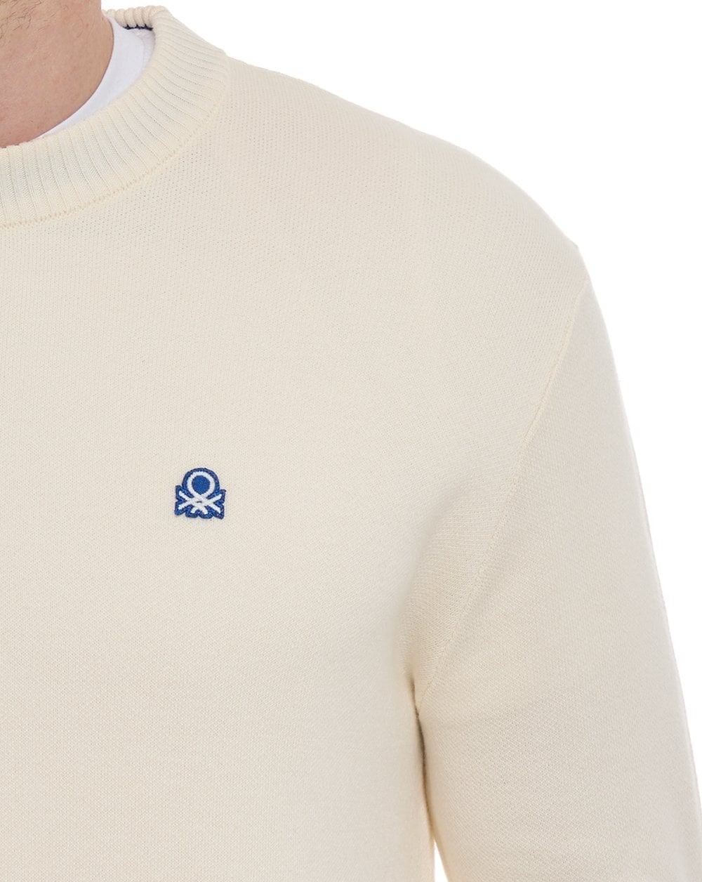 Benetton Crew Knit Jumper Cream