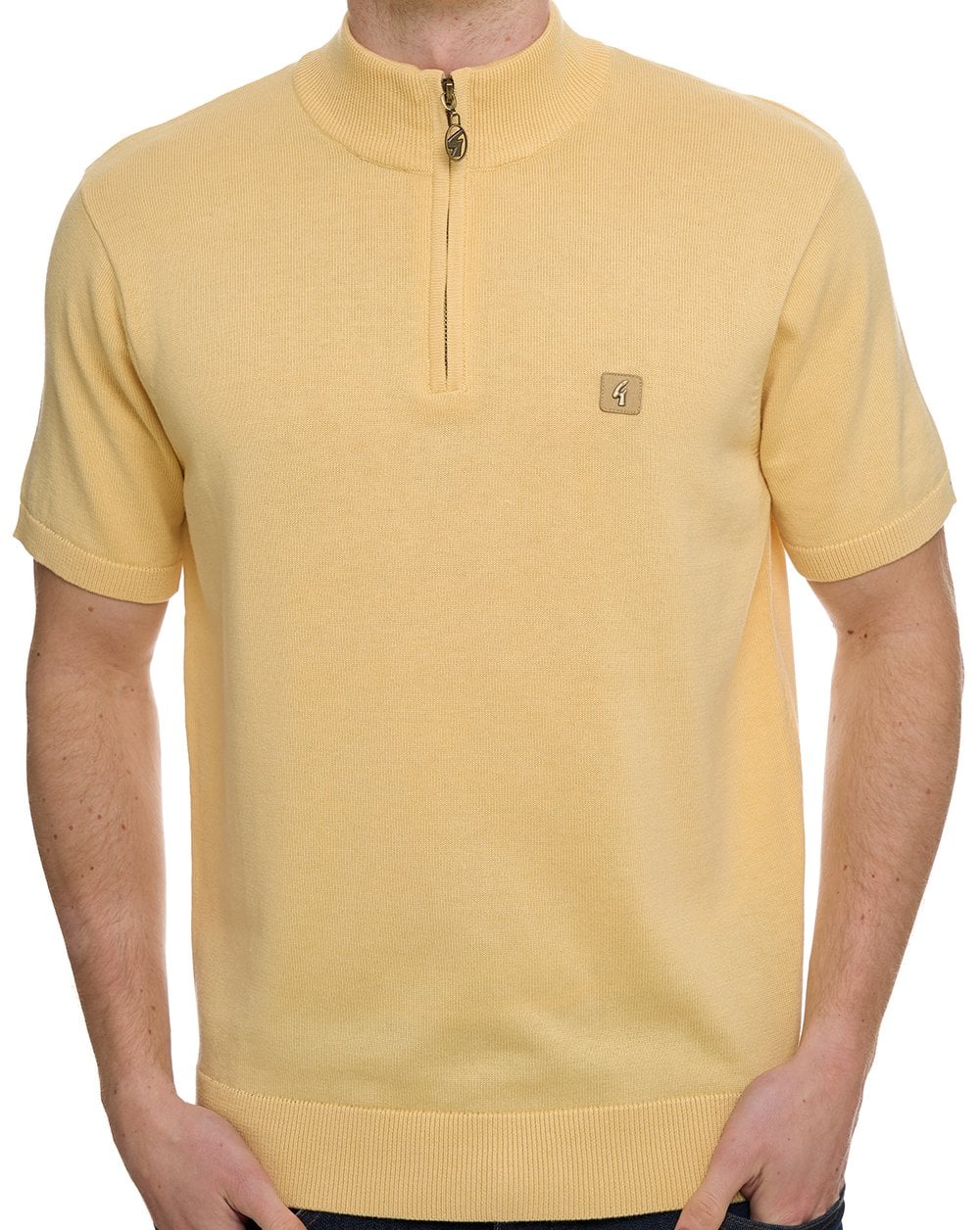 Gabicci Vintage Knitted 1/4 Zip Lemon