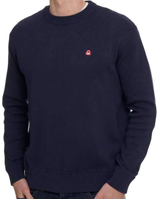 Benetton Crew Knit Jumper Navy