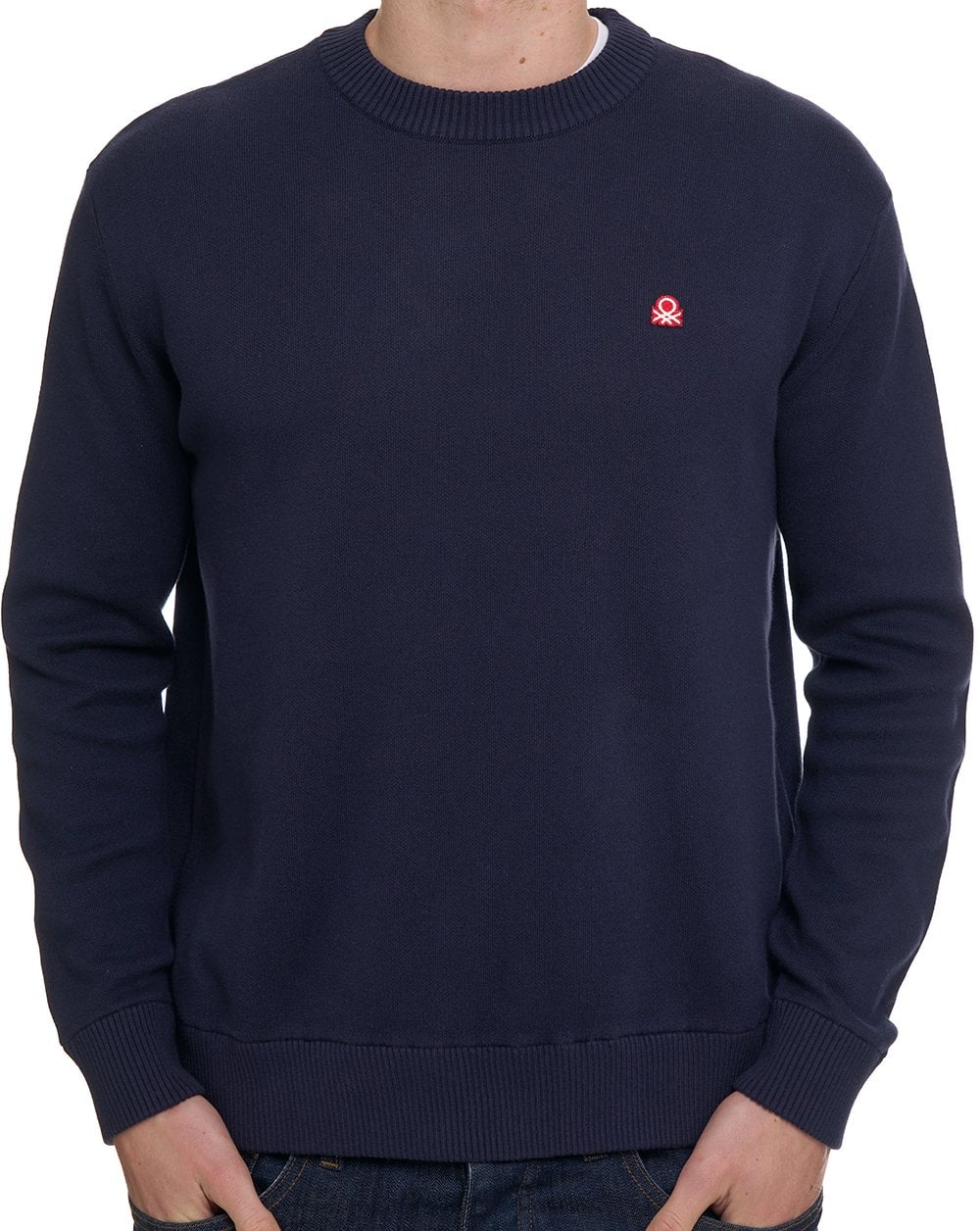 Benetton Crew Knit Jumper Navy
