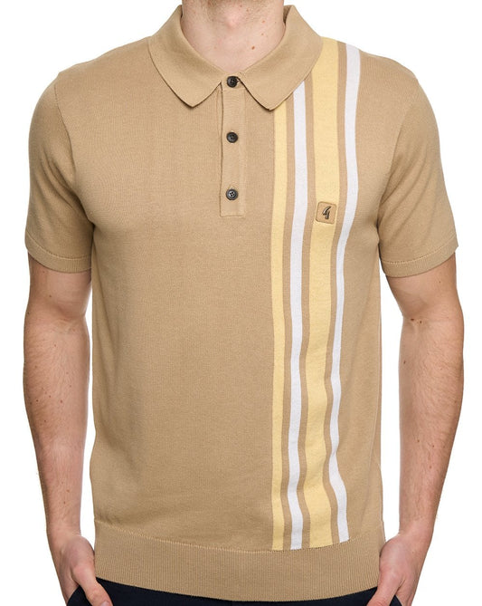 Gabicci Vintage Soda SS Knitted Polo Sandstone