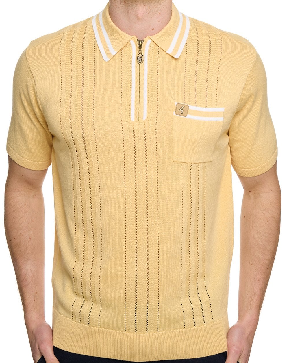Gabicci Vintage Johnson Knit Polo Lemon