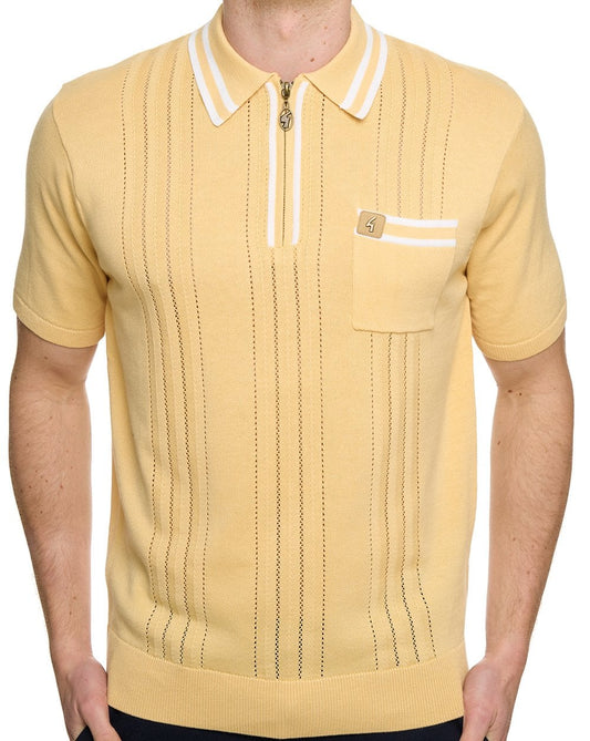 Gabicci Vintage Johnson Knit Polo Lemon