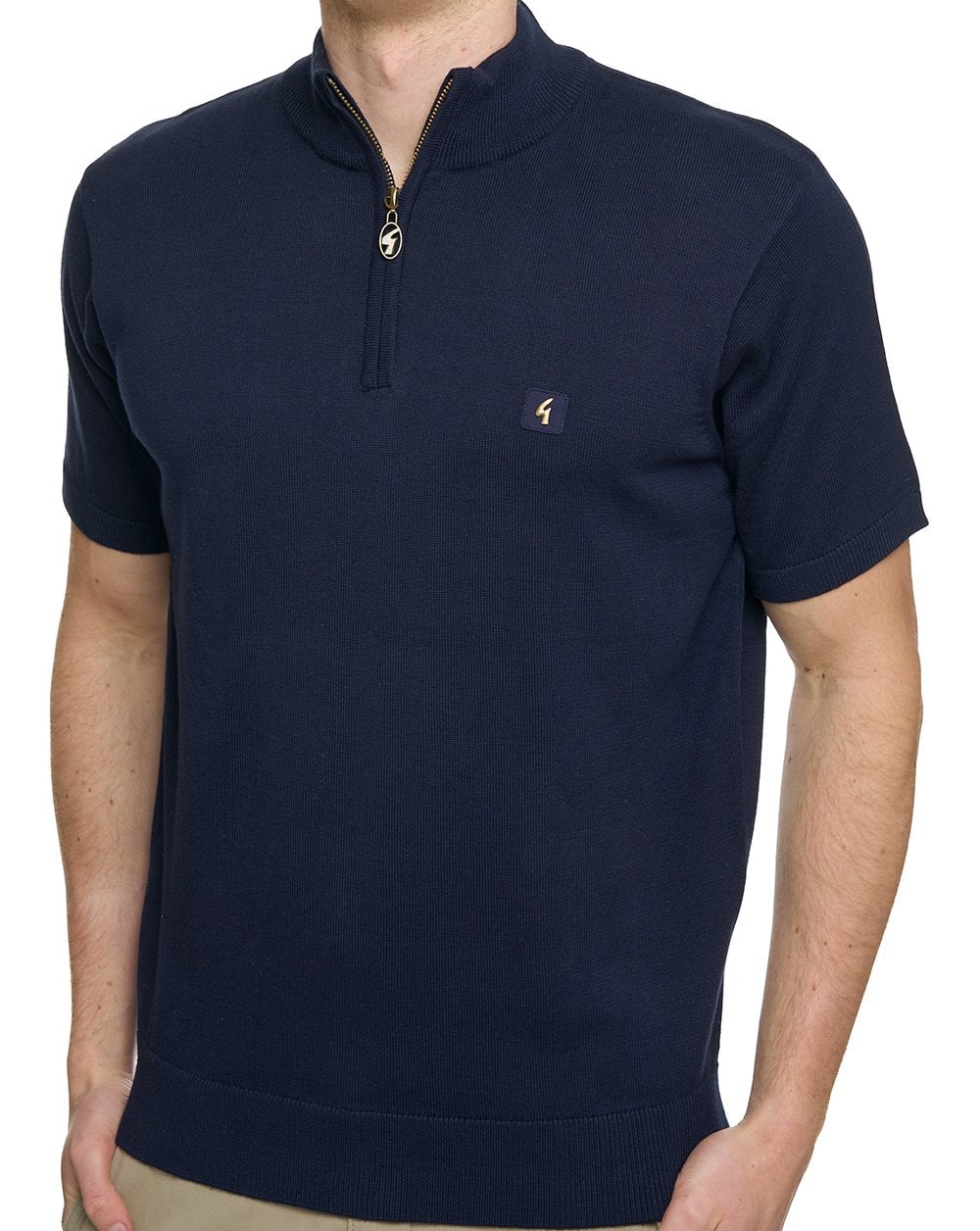 Gabicci Vintage Knitted 1/4 Zip Navy