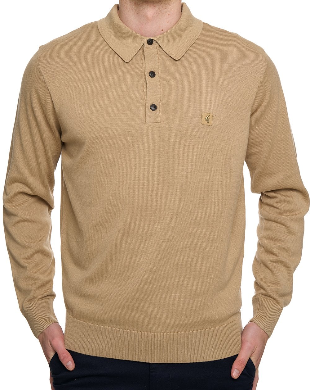 Gabicci Vintage Francesco LS Knitted Polo Sandstone