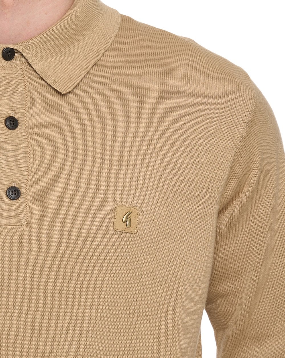 Gabicci Vintage Francesco LS Knitted Polo Sandstone