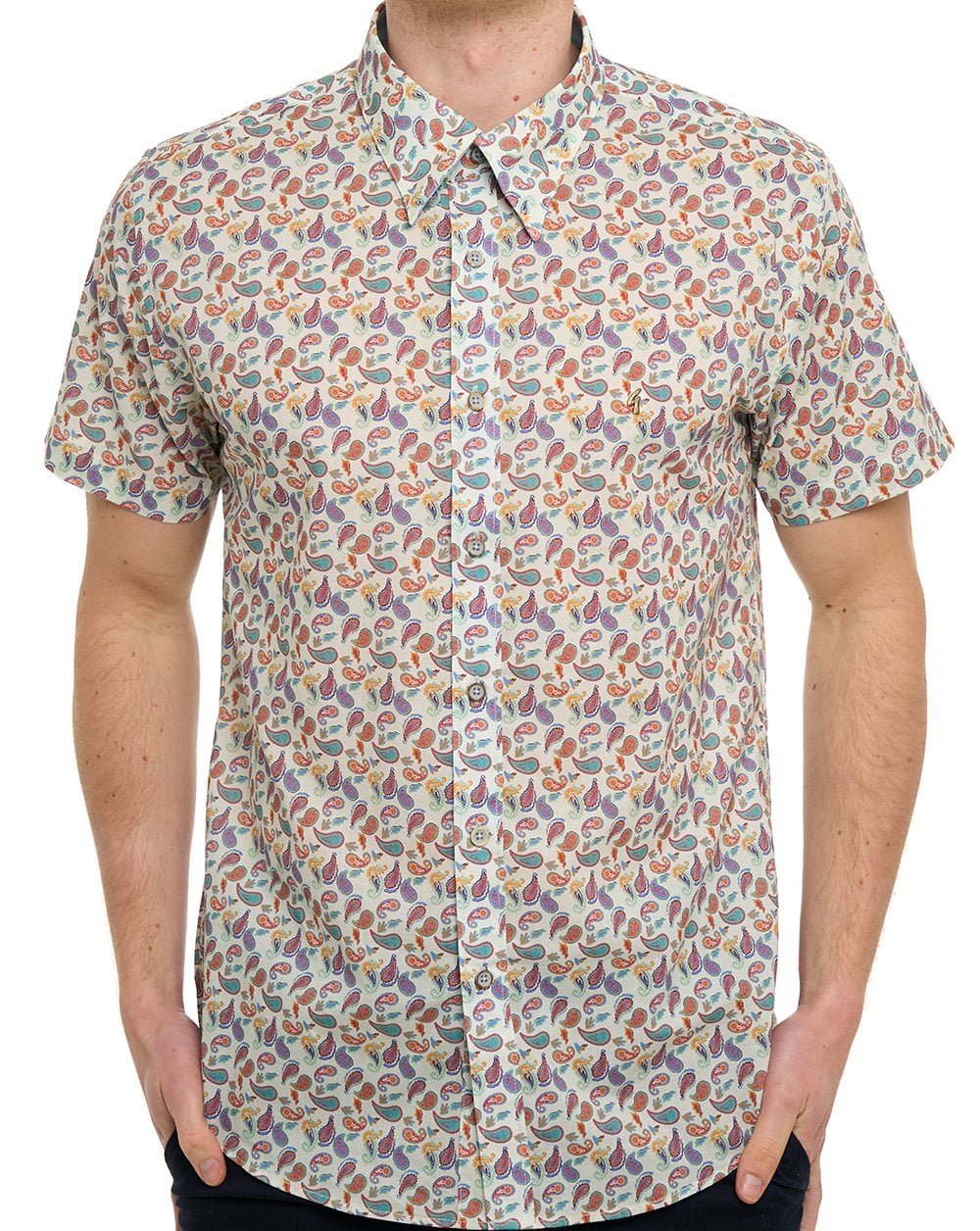 Gabicci Vintage Potter Pattern SS Shirt Cream