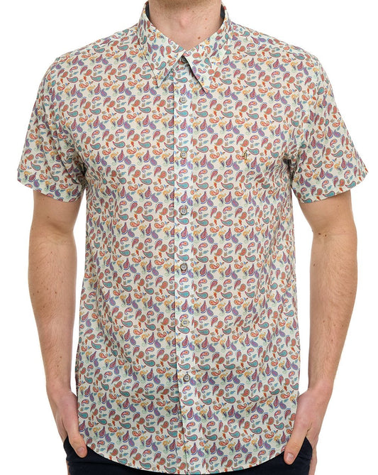 Gabicci Vintage Potter Pattern SS Shirt Cream
