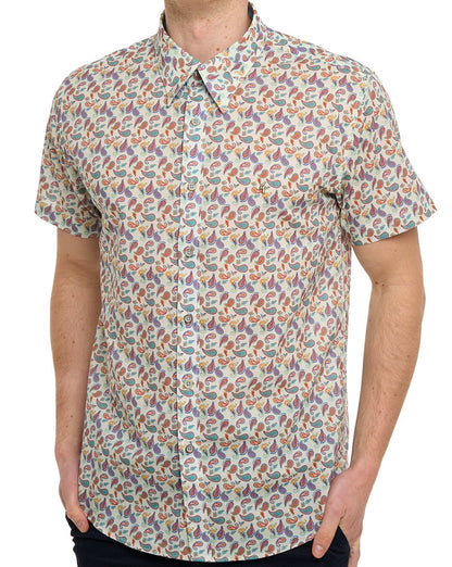Gabicci Vintage Potter Pattern SS Shirt Cream