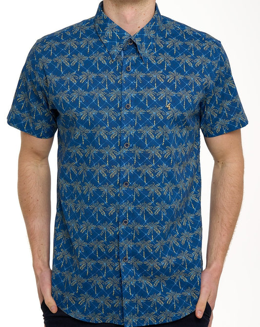 Gabicci Vintage Palmer Pattern SS Shirt Navy