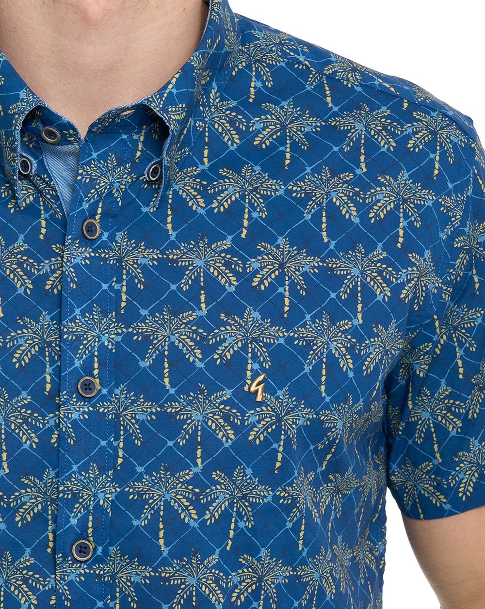 Gabicci Vintage Palmer Pattern SS Shirt Navy