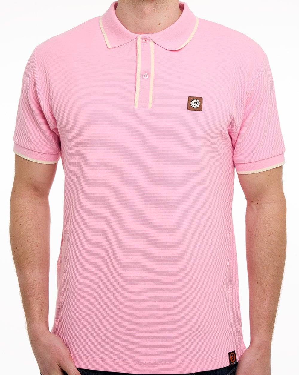 Trojan Ottoman Stripe Trim Polo Shirt Pink
