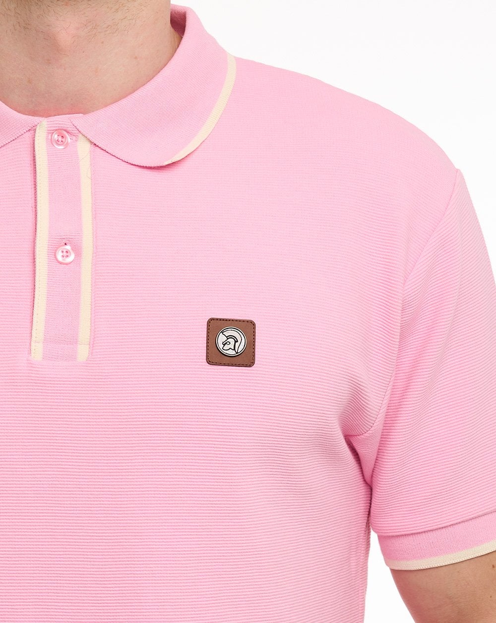 Trojan Ottoman Stripe Trim Polo Shirt Pink