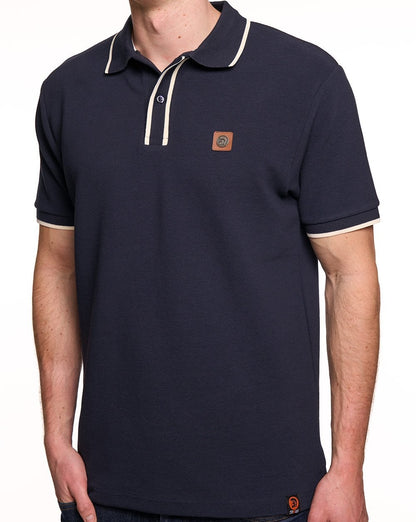 Trojan Ottoman Stripe Trim Polo Shirt Navy