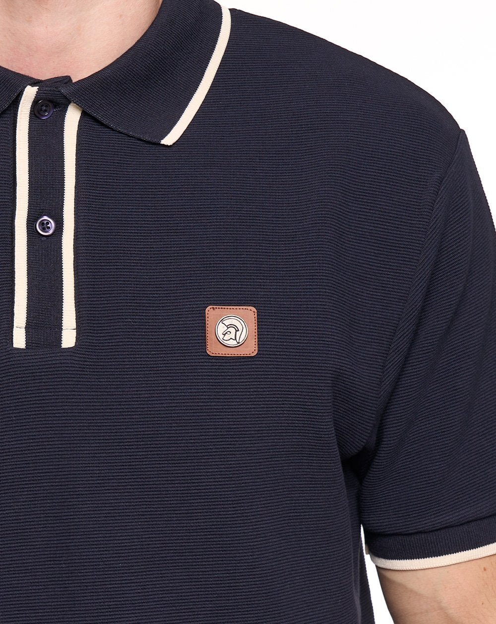 Trojan Ottoman Stripe Trim Polo Shirt Navy