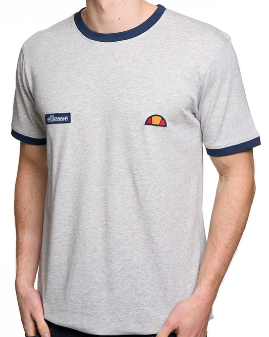 Ellesse Ringetto T Shirt Light Grey Marl/Navy