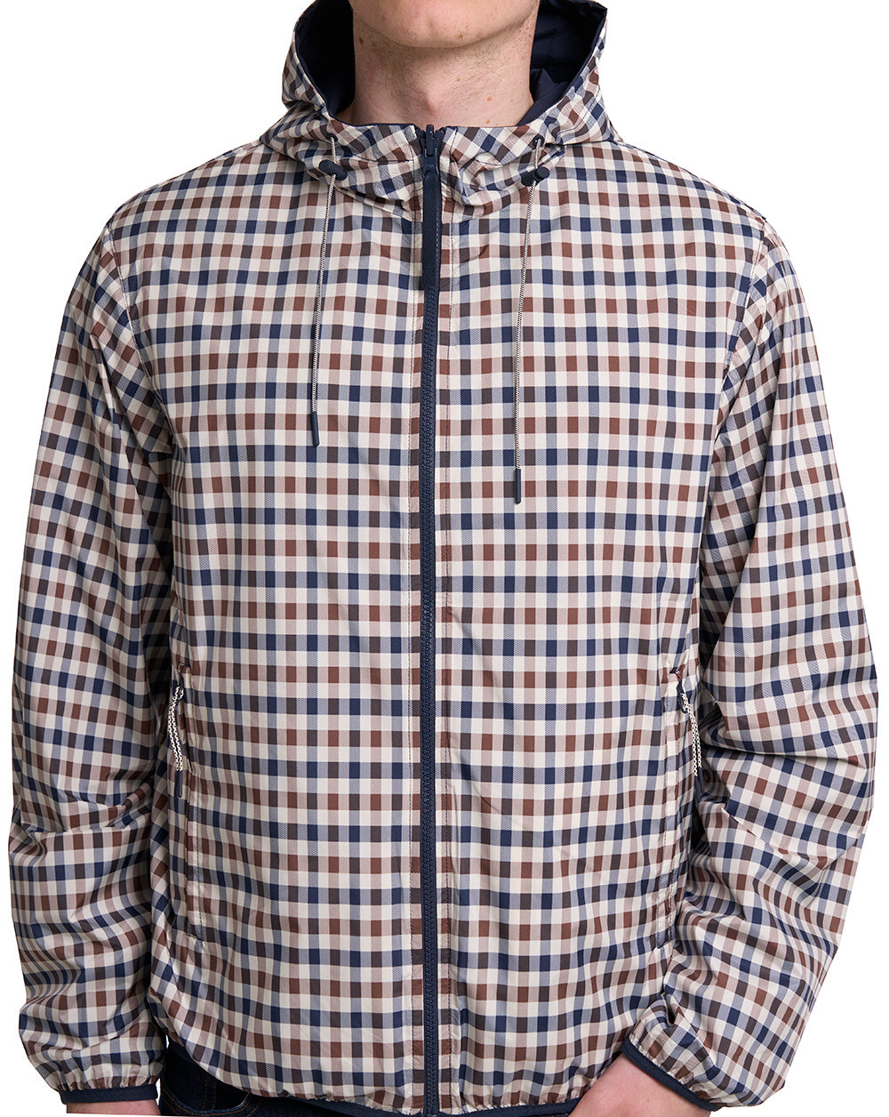 Aquascutum Badge Reversible Hooded Sailor Jacket Navy