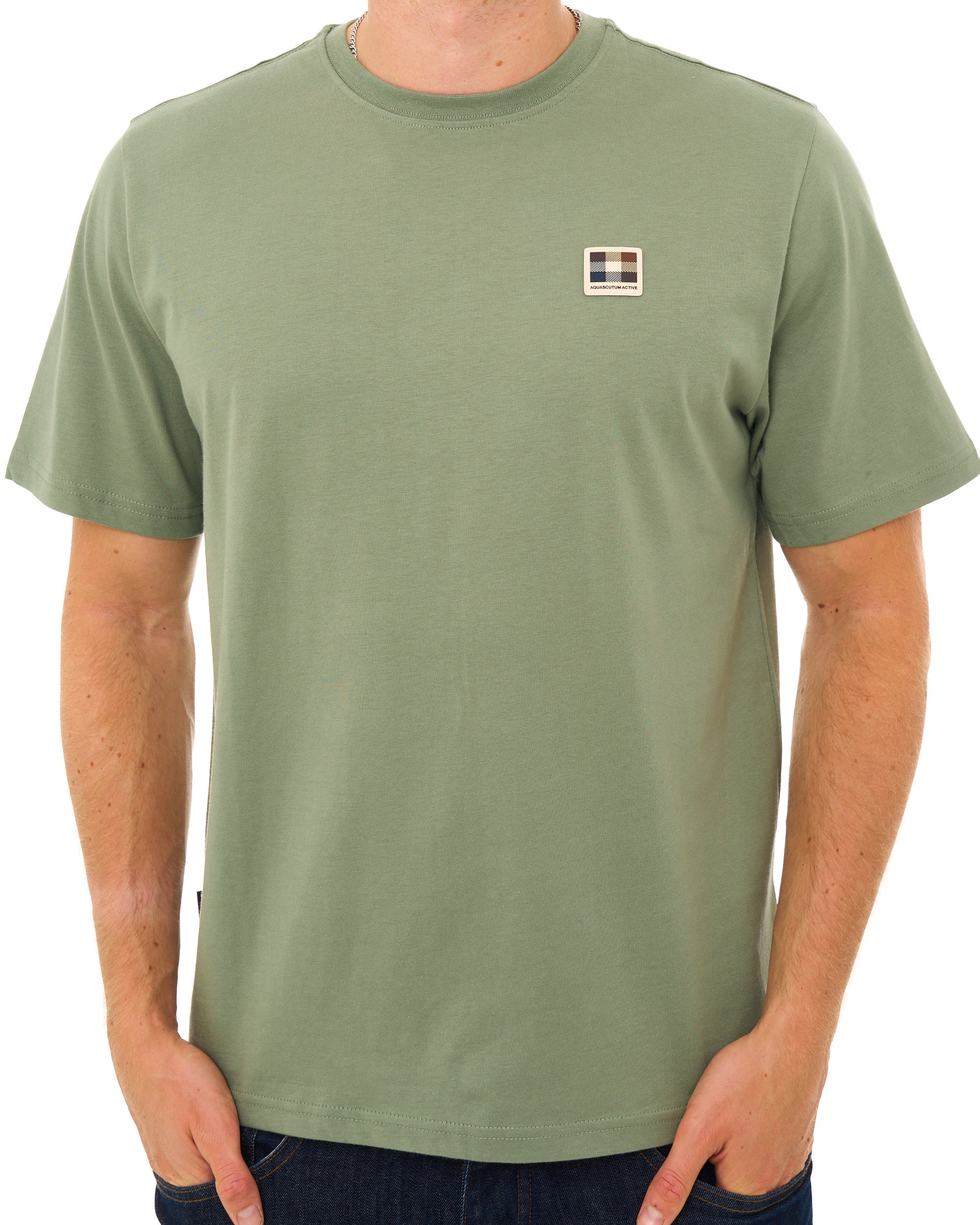 Aquascutum Badge T Shirt Army Green
