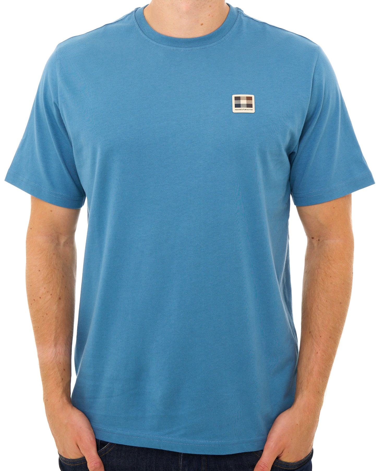 Aquascutum Badge T Shirt Avio Blue