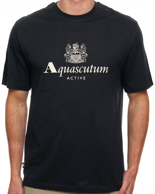 Aquascutum Aquascutum Big Logo T Shirt Black