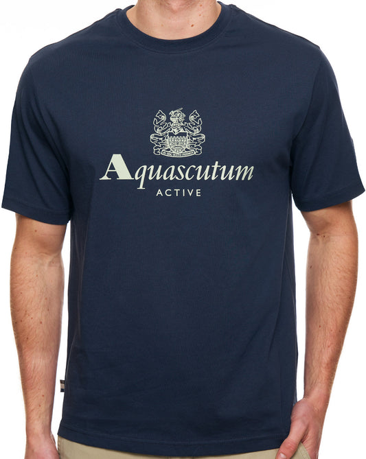 Aquascutum Aquascutum Big Logo T Shirt Navy