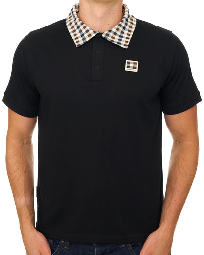 Aquascutum Check Collar Tech Polo Black