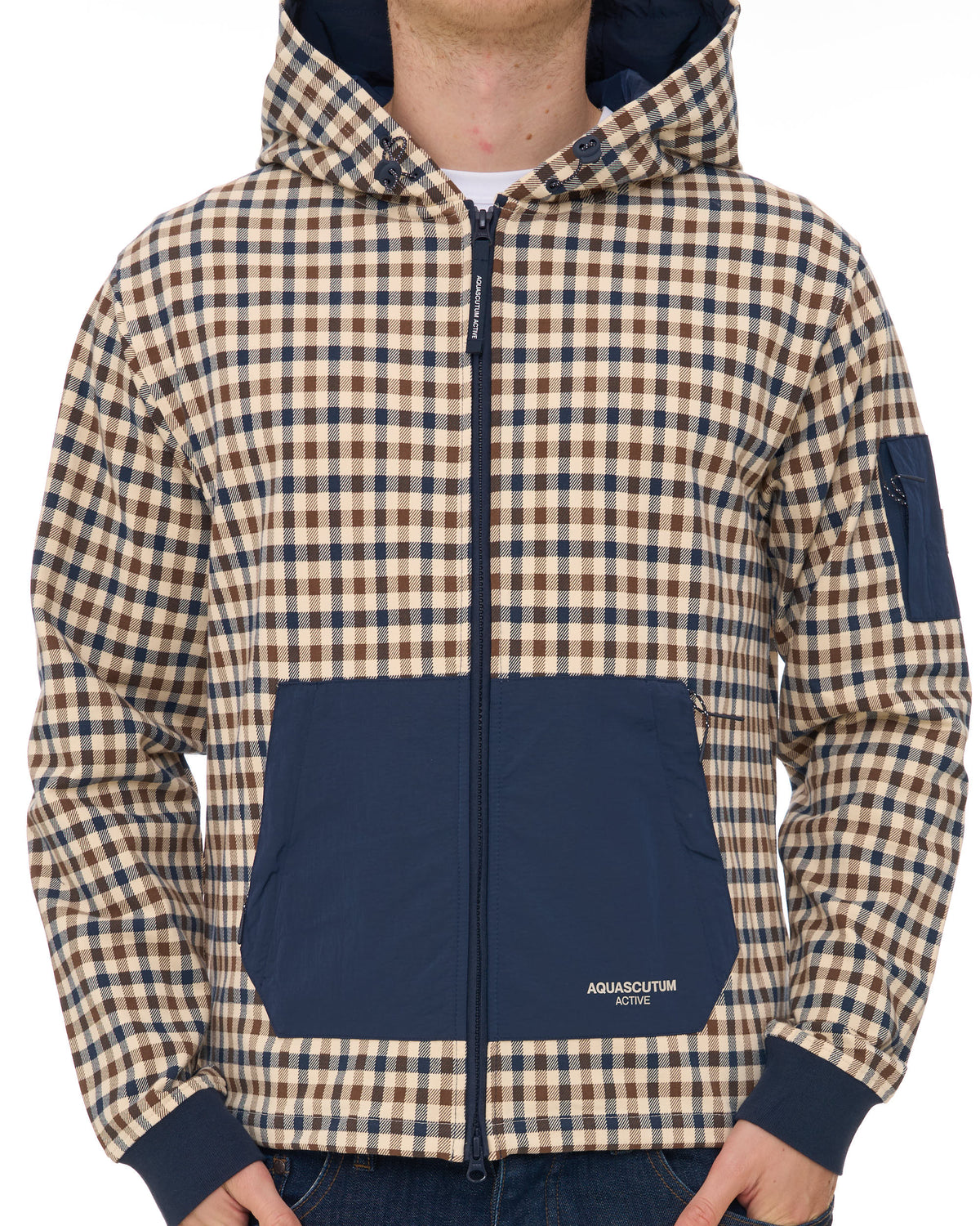 Aquascutum Check FZ Hoody Navy