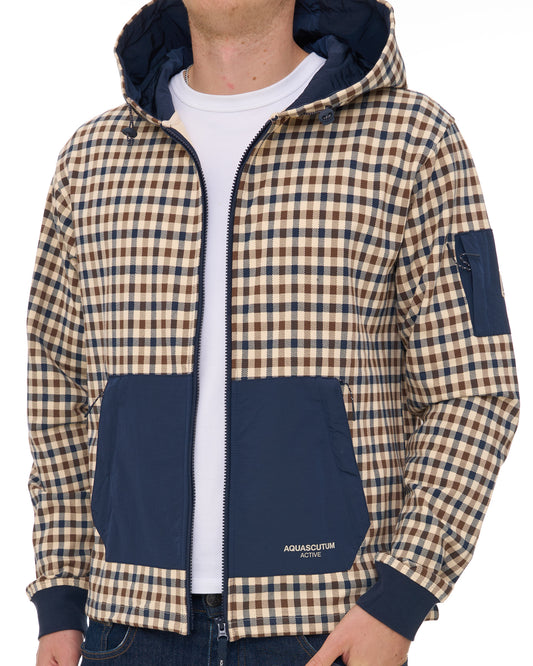 Aquascutum Aquascutum Check FZ Hoody Navy