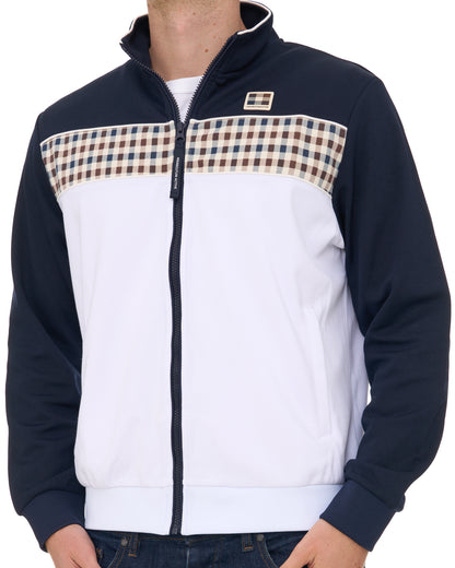 Aquascutum Check Panel Track Top Navy