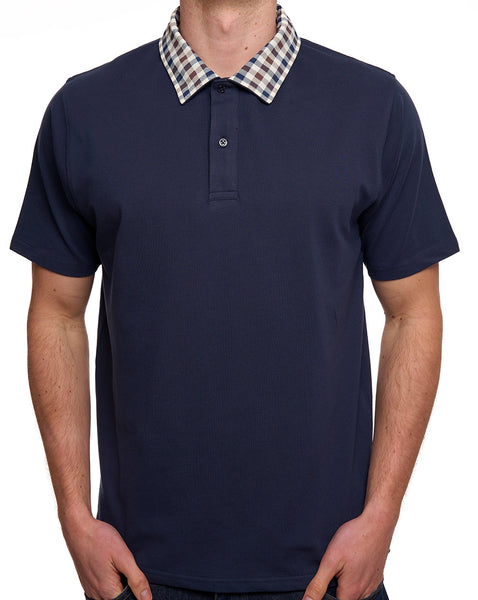 Aquascutum Club Check Collar Polo Navy