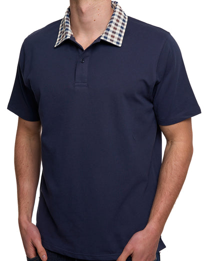 Aquascutum Club Check Collar Polo Navy