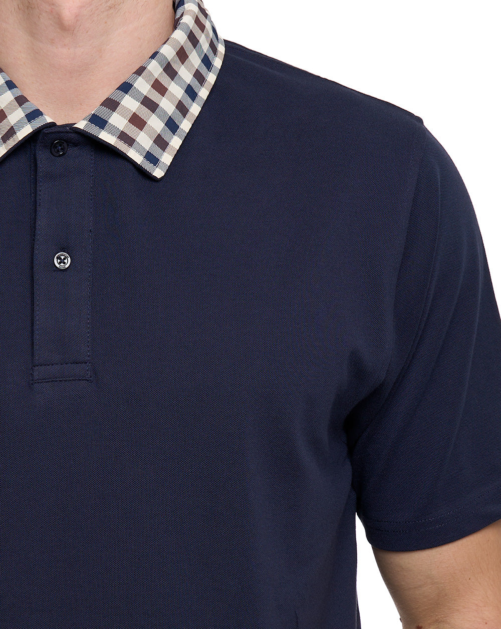 Aquascutum Club Check Collar Polo Navy