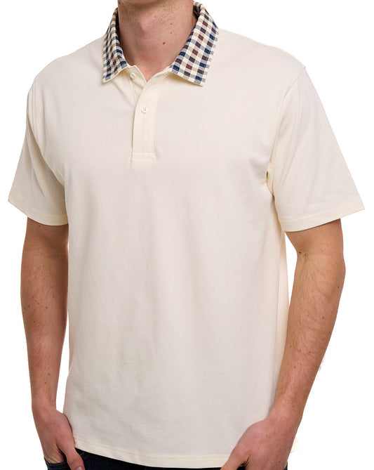 Aquascutum Aquascutum Club Check Collar Polo Off White