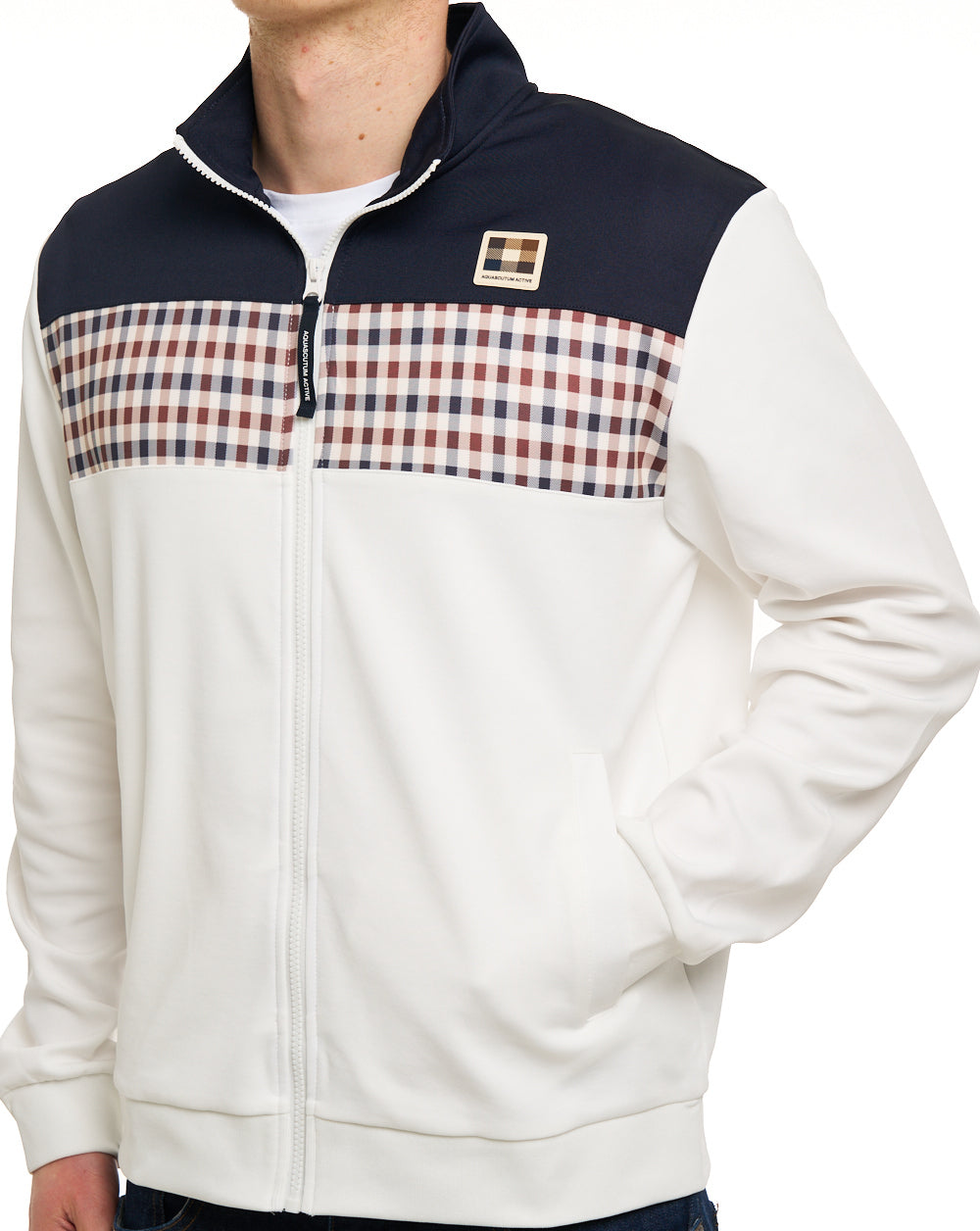 Aquascutum Club Check Stripe Track Top Navy