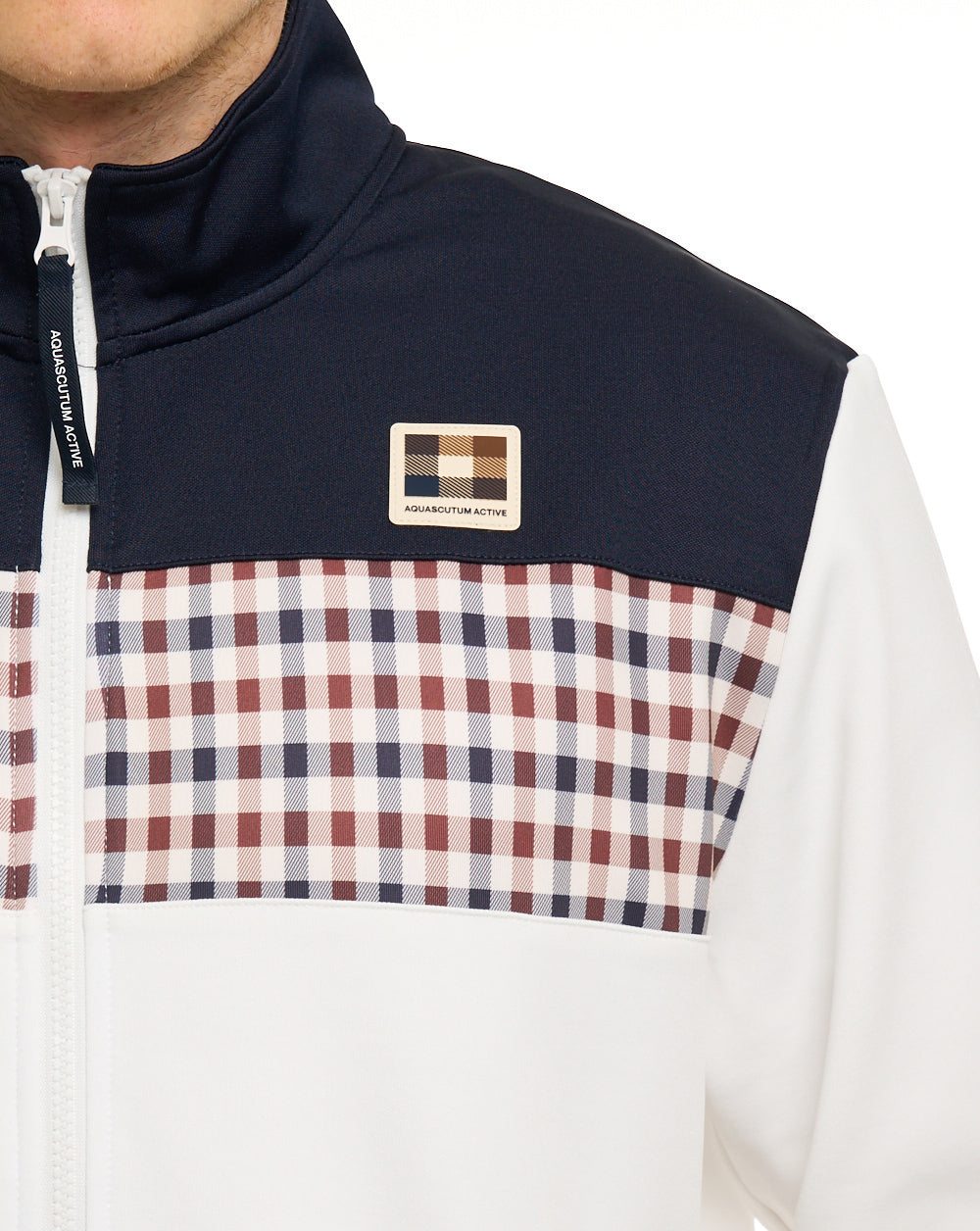Aquascutum Club Check Stripe Track Top Navy