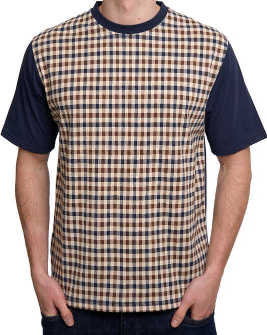 Aquascutum Club Check T-Shirt Navy