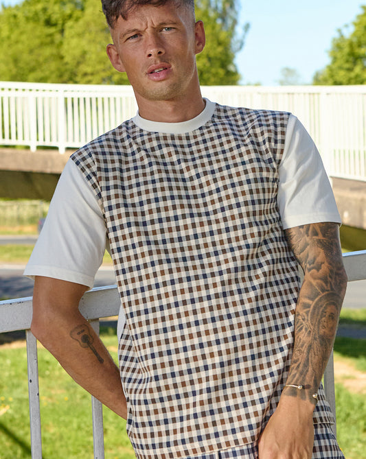 Aquascutum Club Check T-Shirt Off White