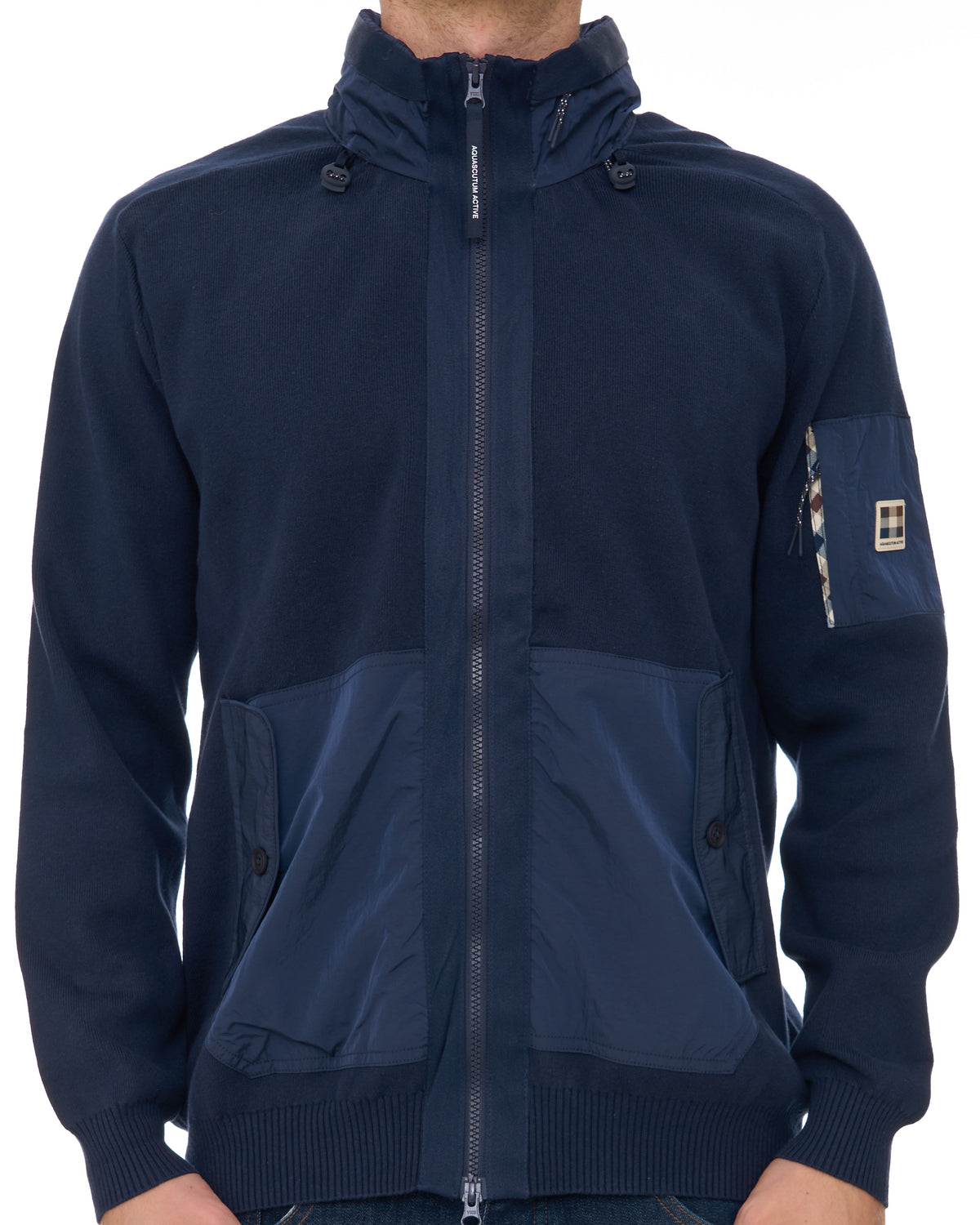 Aquascutum Cotton Knit FZ Jumper Navy