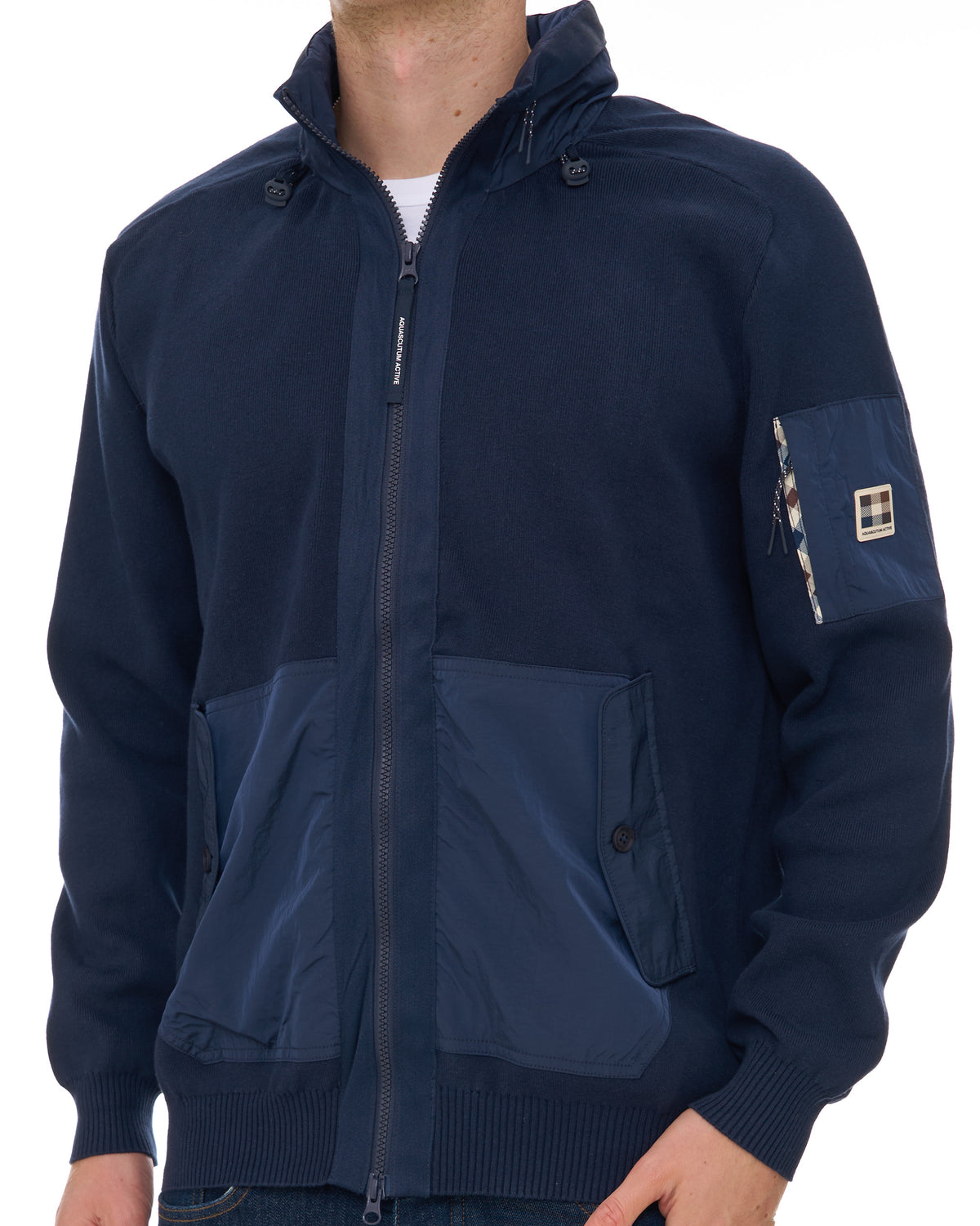 Aquascutum Cotton Knit FZ Jumper Navy