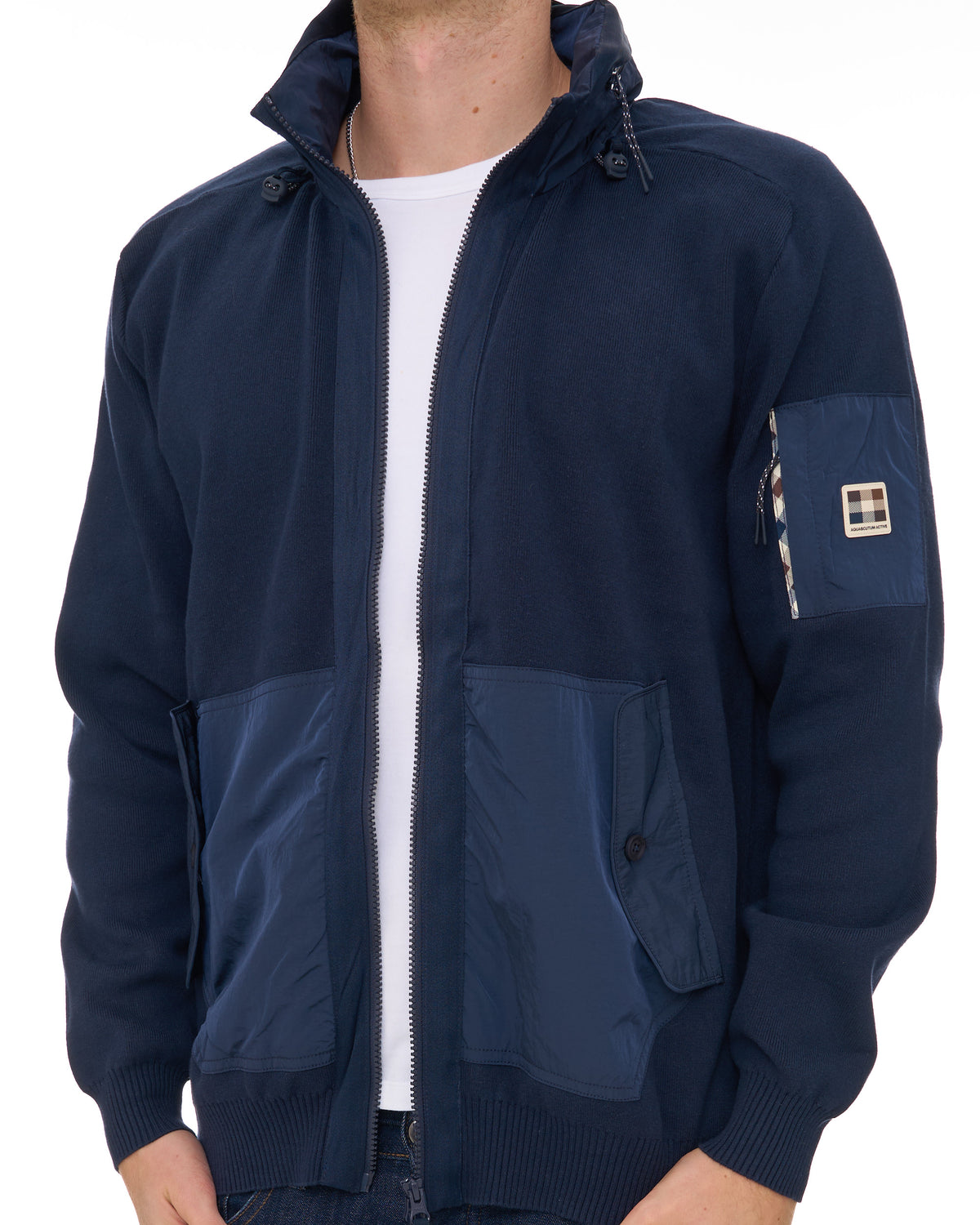 Aquascutum Cotton Knit FZ Jumper Navy