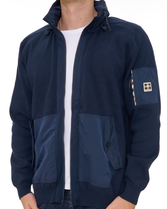 Aquascutum Aquascutum Cotton Knit FZ Jumper Navy