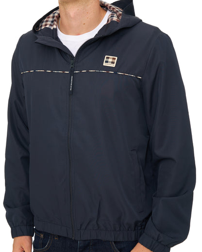Aquascutum Diamond Wave Badge Hooded Jacket Navy