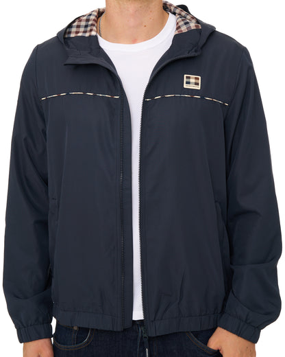 Aquascutum Diamond Wave Badge Hooded Jacket Navy