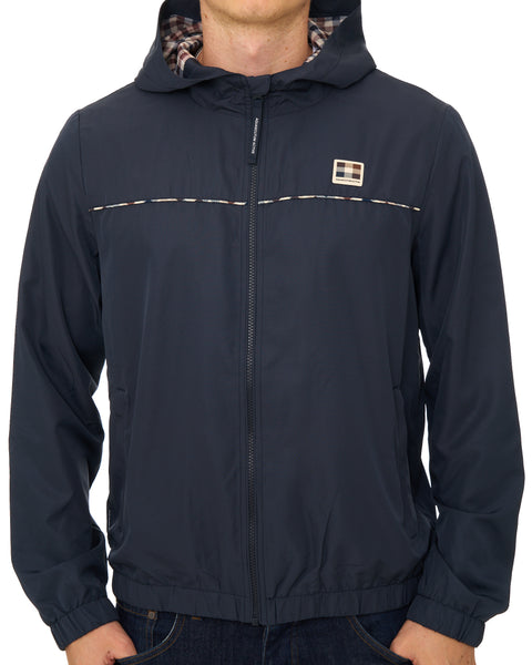 Aquascutum Diamond Wave Badge Hooded Jacket Navy